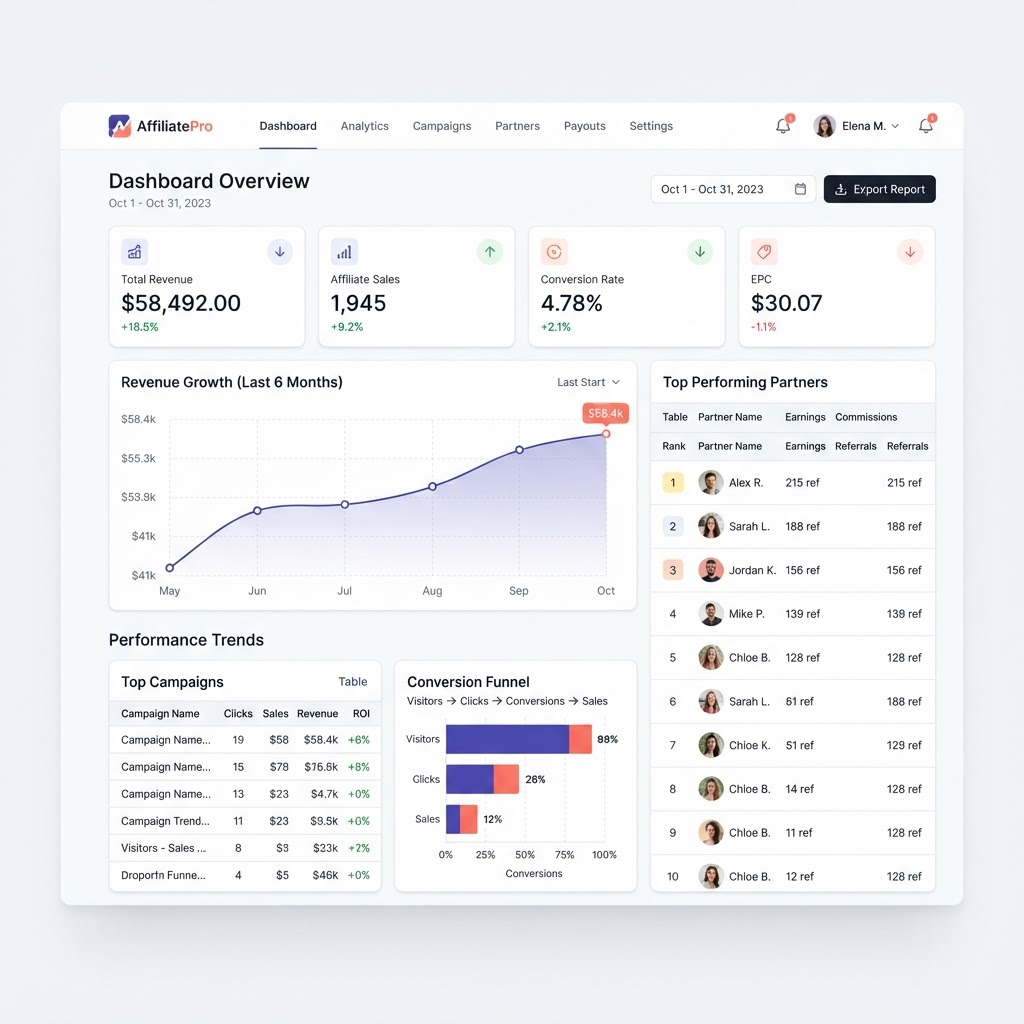 NZDiscount affiliate marketing analytics dashboard